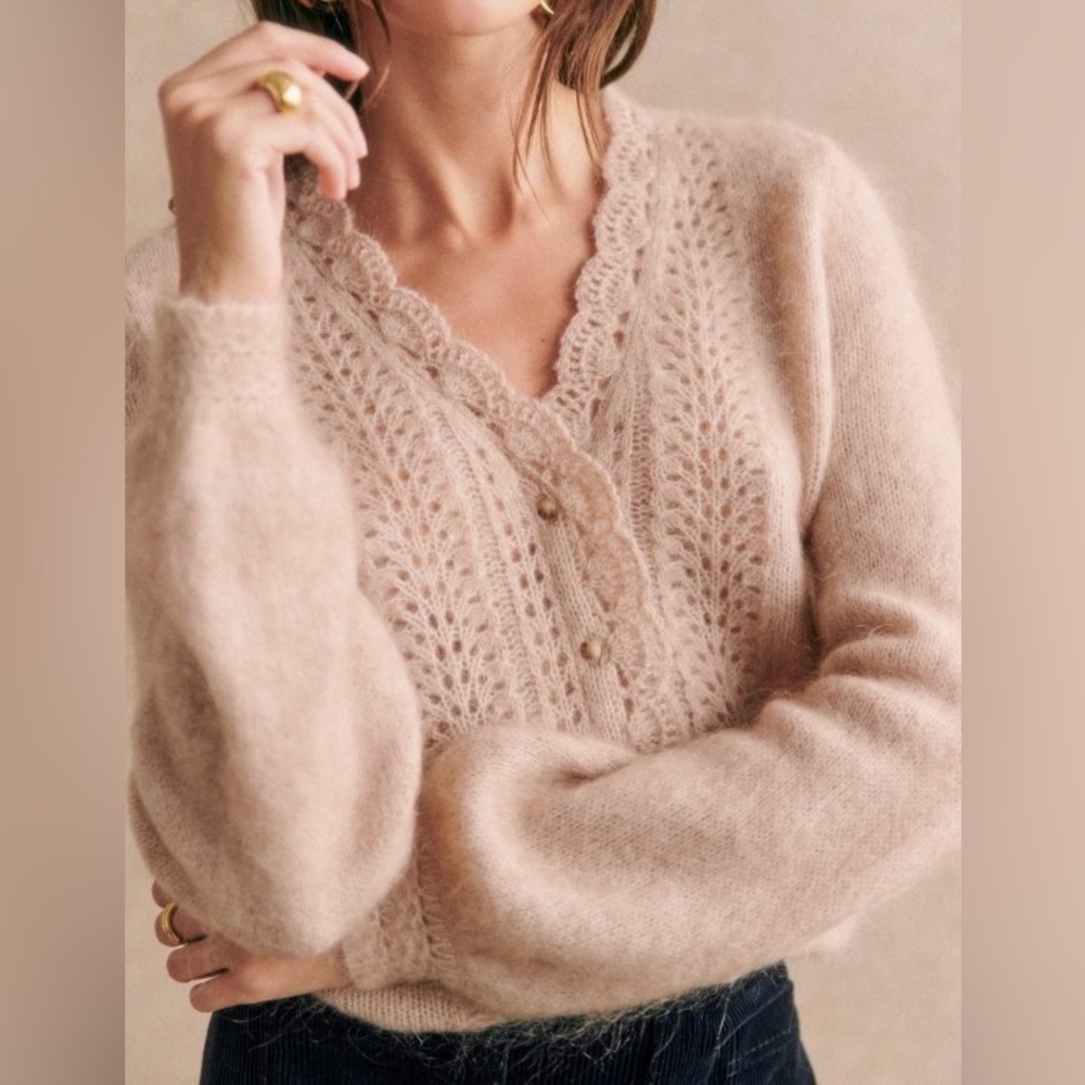 Sezane Angelie Cardigan Light Beige - Size XS